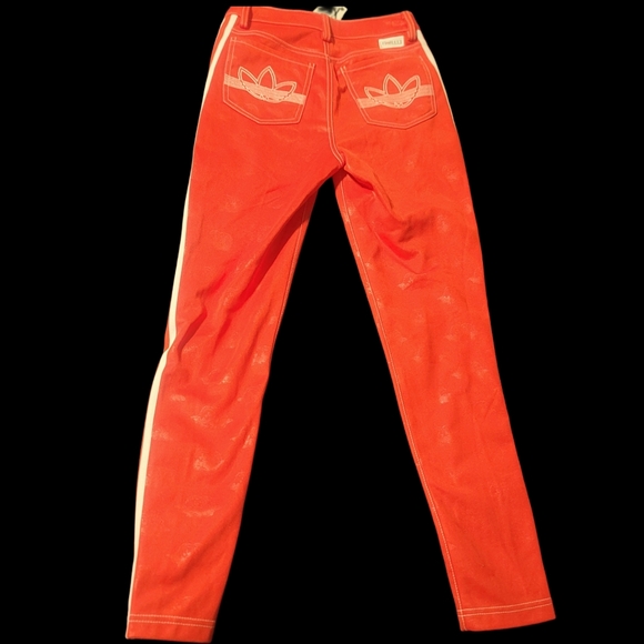 ADIDAS X FIORUCCI Red High Waisted Side Striped Jeans BNWT - Picture 6 of 10
